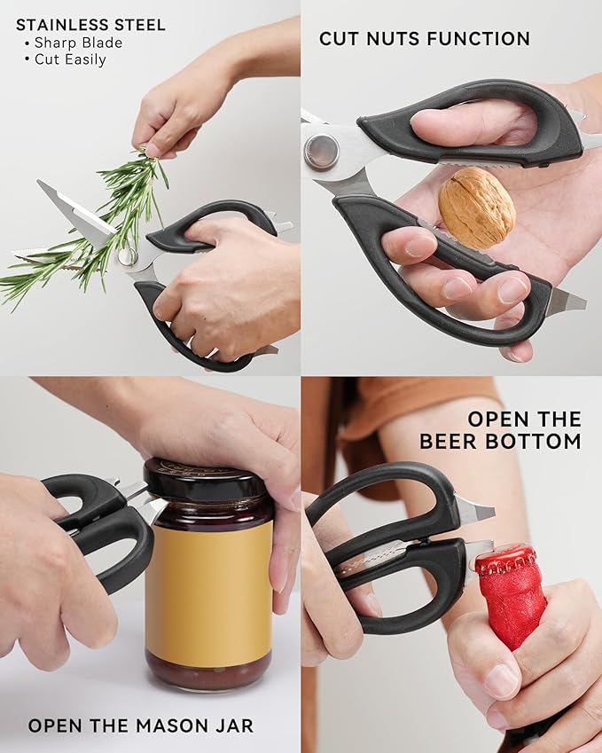 Kitchen Scissors for Food, HUNTER.DUAL Heavy Duty Come Apart Poultry Shears for Cooking, All Purpose for Cutting Chicken, Meat, Fish & Vegetables (Black, 8.97 Inch)