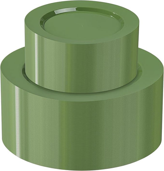 I00000 102 Pcs Green Plastic Plates, Green Disposable Plates Include 51 Dinner Plate 10’’ and 51 Dessert Plate 7’’ Perfect for Birthday, Party & Wedding