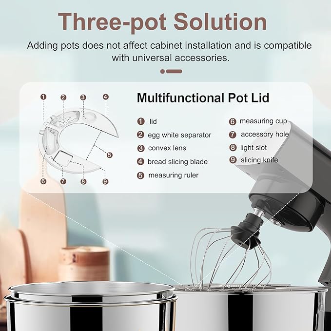 Stand Mixer, 5.5 Quart, 10 Speed Tilt-Head Food Mixer, Kitchen Electric Mixer with SS Bowl, Copper Motor, Beater, Dough Hook, SS Egg Whisk (300W Black)