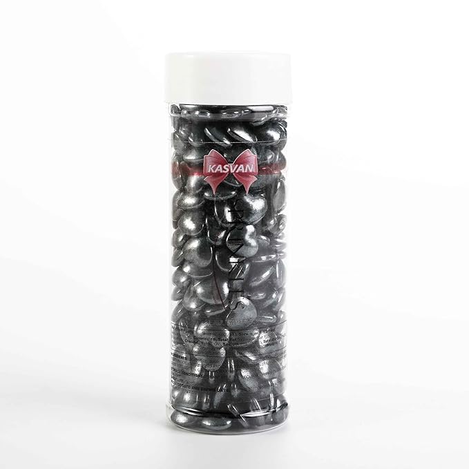 Kasvan Black Heart Shapes Sprinkles - Edible Candy Pearls 130g/4.58 Oz, Mix Size, Baking Cake Decorations, Ice Cream Toppings and Cookie Decorating, Wedding Party Chirstmas Supplies (Black)