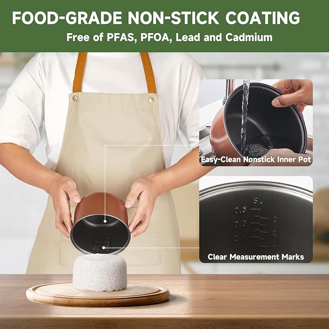 Rice Cooker 6 Cup (Cooked), Small Rice Cooker with 6 Cooking modes,24-Hr Delay Timer and Auto Keep Warm Function, Non-Stick Inner Pot,1.6L Suitable For 1-3 People