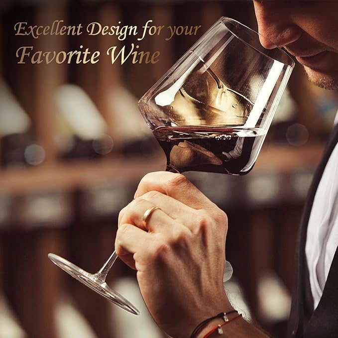 Chouggo 21Oz Wine Glasses Set of 4, Hand Blown Crystal White Wine or Red Wine Glasses, Tall Long Stem Large Glass, Perfect for Wedding Anniversary or Birthday Gift