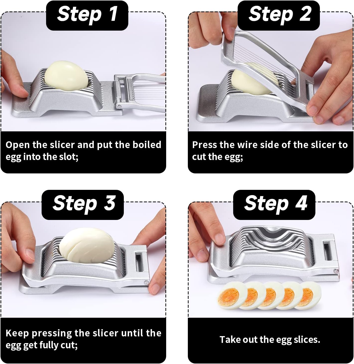 2 Packs Egg Slicer,Strawberry Slicers, Stainless Steel Wire Egg Slicer for Hard Boiled Eggs, Heavy Duty Aluminum Base Metal Egg Cutter for Egg Strawberry Soft Fruit & Food, Dishwasher Safe