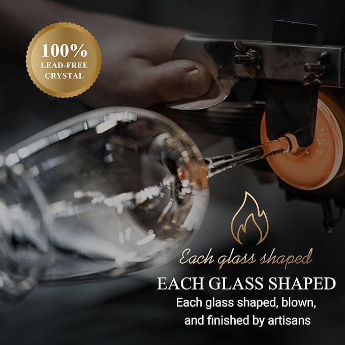 MICHLEY Square Crystal Wine Glasses Set of 4-15.5 oz large Long Stem Glassware Red/White Glasses Drinkware Perfect Gifts for Women, Wedding,Birthday Decorations