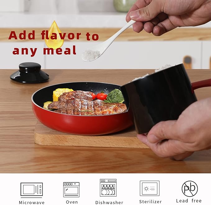 ONTUBE Ceramic Sugar Bowl with Lid and Spoon,Porcelain Seasoning Box Salt Bowl,8oz (Black)