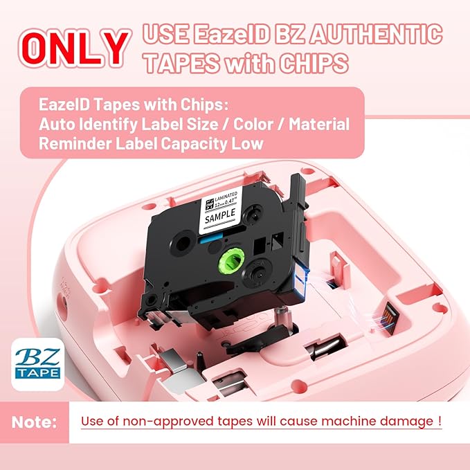 Pink Label Maker Machine with-Tape, Kids Label Maker Waterproof-Labels, D210S Portable Labeler Machine Multiple Fonts Frames Barcode for Home Kitchen Office School Use