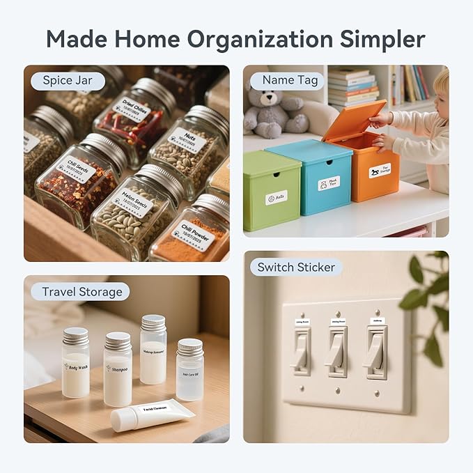 NIIMBOT D110 Upgraded Version Mini Label Maker Machine with Tape, Portable Bluetooth Thermal Printer, Sticker Labeler with Multiple Templates for Office Organization Home Kitchen School, Blue