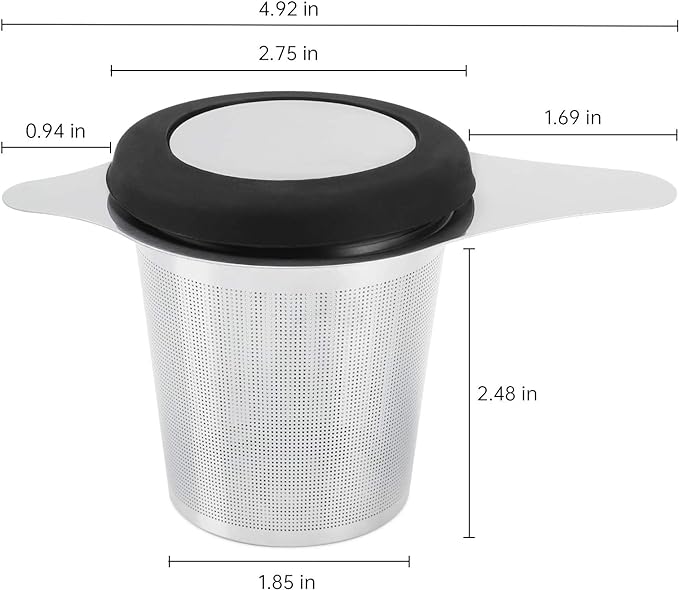 Two Pack Tea Infuser Basket Stainless Steel Tea Strainer Tea Filter With Small Strainer And Lid Tea Diffuser For Loose Tea Superior Brewing Experience (Two pack silver)