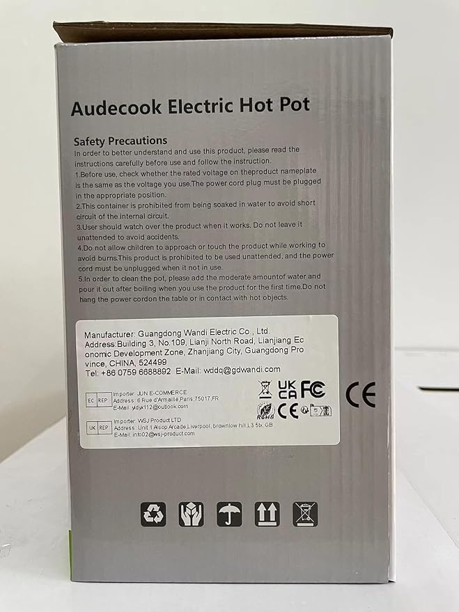 Audecook Hot Pot Electric, 1.7L Mini Electric Skillet Portable Nonstick Sauté Pan with Power Adjustment, Rapid Noodles Cooker Travel Multicooker for Steak/Soup/Egg/Oatmeal/Noodles