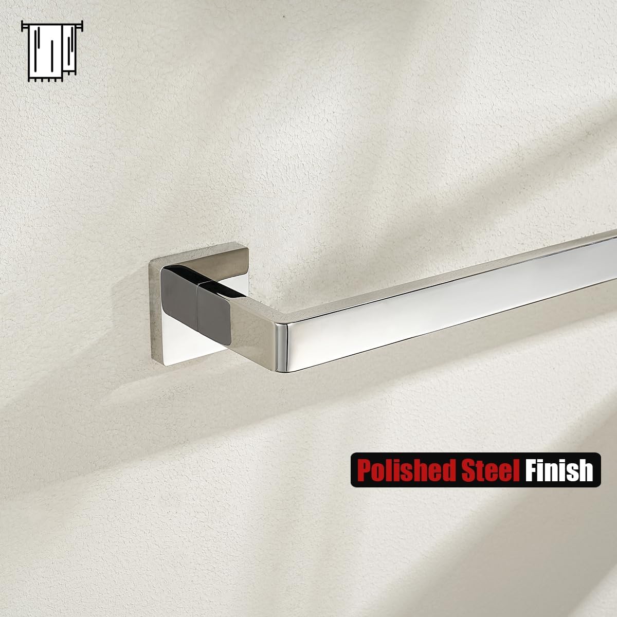 JQK Polished Towel Bar, Rounded Edges 20.41 Inch Towel Rack, 304 Stainless Steel Bathroom Wall Mount, Useable Length 18 Inch, TB250L18-CH