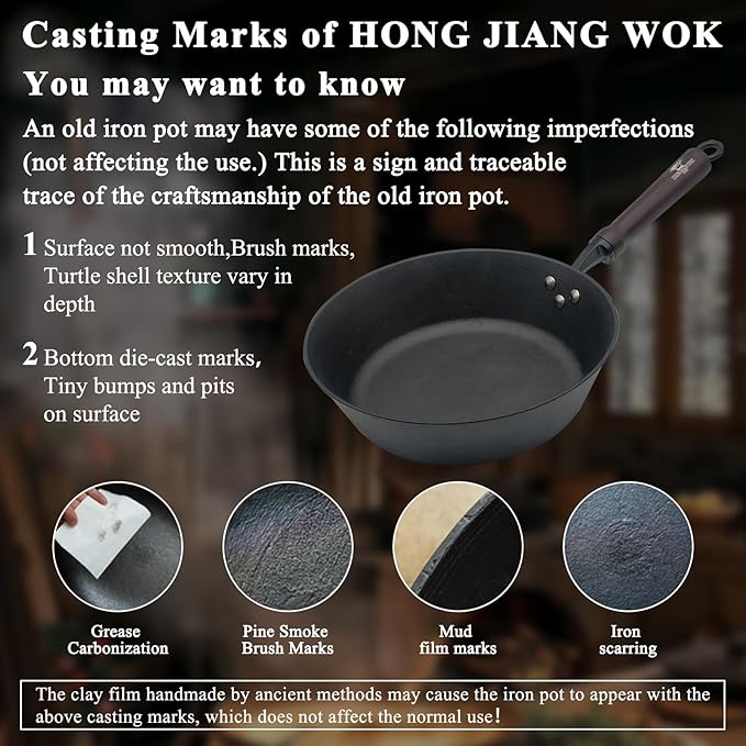 11 Inch ICH Cast Iron Saute Pan with Lid - Handcrafted Clay Mold, Tortoise Shell Texture for Non-Stick, Pre-Seasoned Deep Frying Pan Skillet for All Cooktops & Oven Safe