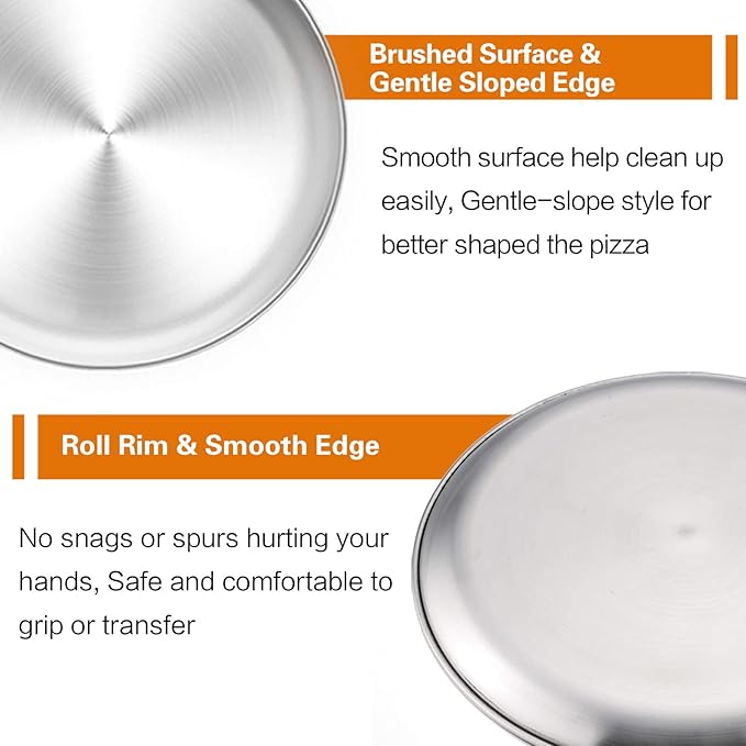 TeamFar Pizza Pan, 10” & 12” & 13.4”, 3 Pcs Pizza Pan Set Stainless Steel Pizza Pan Round Pizza Oven Pans Tray for Baking Serving, Healthy & Rust Free, Heavy Duty & Dishwasher Safe