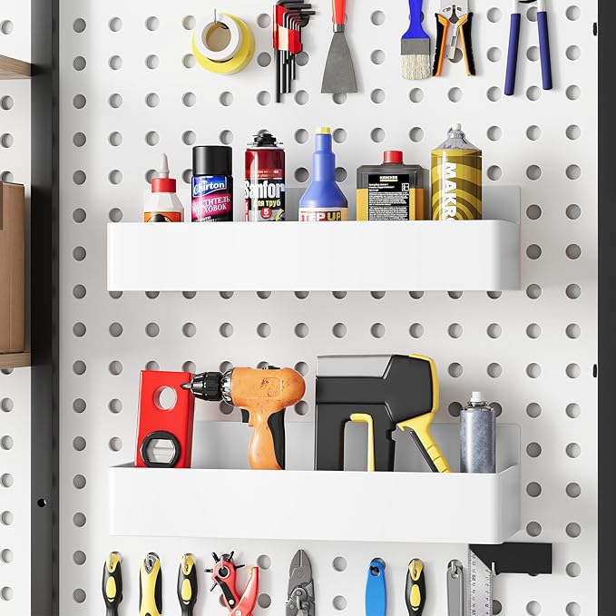 Magnetic Spice Rack for Refrigerator, Kitchen Organizer and Storage Shelf, White (4 Pack)…