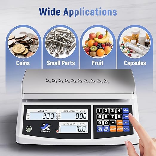 Industrial Price Counting Scale, 22lb/10kg Digital Bench Scale Inventory Scale for Small Parts Coin Scale, lb/g/kg/oz Units Electronic Scale with Backlight LCD Display, Large Platform, 0.0002lb/0.1g
