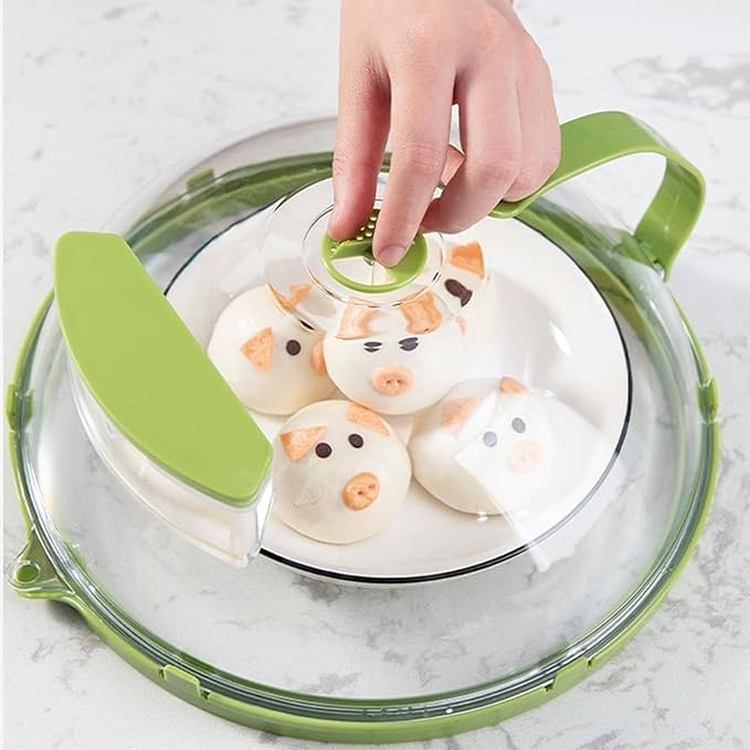 Steam And Reheat Microwave Cover, Microwave Splatter Cover, 2-In-1glass Microwave Cover For Food, Adjustable Steam Hole, Food Water Storage Box, Splash-Proof Design For Cooking (A)