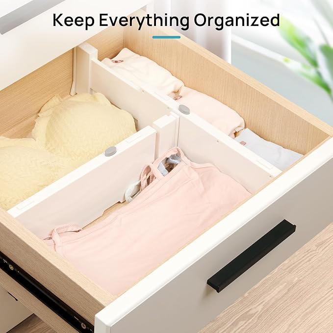 Vtopmart 6 Pack Drawer Dividers for Clothes, 4" High 11.6"-17" Adjustable Expandable Dresser Drawer Organizer, Plastic Drawers Separators for Dresser, Baby Clothes, Underwear, Kitchen & Office Storage