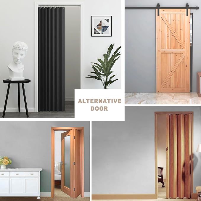 Vatge Doorway Curtains Privacy - Black Curtains for Closets Without Doors Room Divider for Doorway, Hanging Privacy Curtain Wall for Room Separation,1 Panel with Tieback, W52 x L78, Black