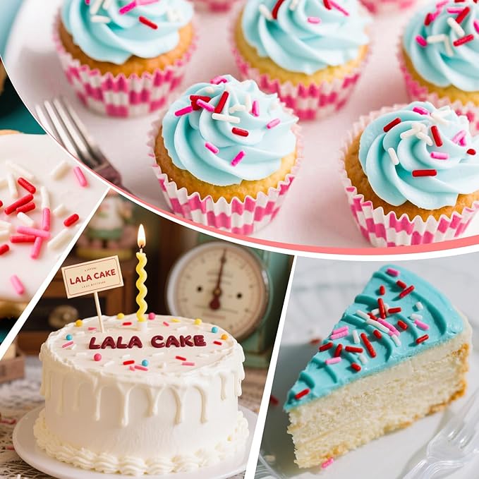 Pink Jimmies Sprinkles, Edible Sprinkles For Cake Decorating, Pink Red and White Sugar, 150g/5.29oz, Cupcake & Ice Cream Topper, Mother's Day, Valentine's Day, Wedding Party Supplies