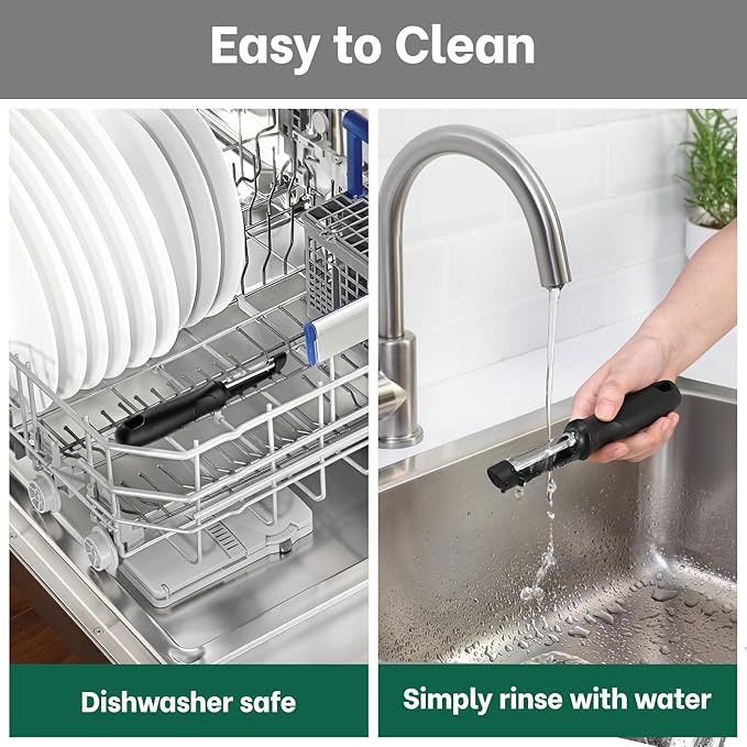 Beneno Swivel Vegetable Peeler, Razor-Sharp Smooth Peeling Stainless Steel Blades, Ergonomic Comfort Non-Slip Rubber Handle, Durable Kitchen Peeler Tool with Potato Eye Remover, Dishwasher Safe, Black