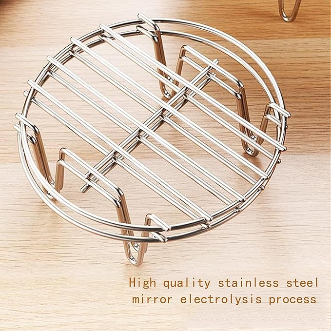 11.8" Round Cooking Rack Versatile Stainless Steel Grid Grill Steamer Rack, Fits Air Fryer Pot Pressure Cooker Canning