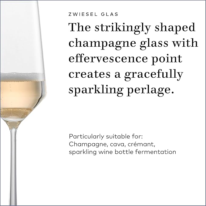 ZWIESEL GLAS Pure Champagne Glass (Set of 6), Champagne Flutes with Effervescent Point, Dishwasher-Safe Tritan Crystal Glasses, Made in Germany (10 Ounce)
