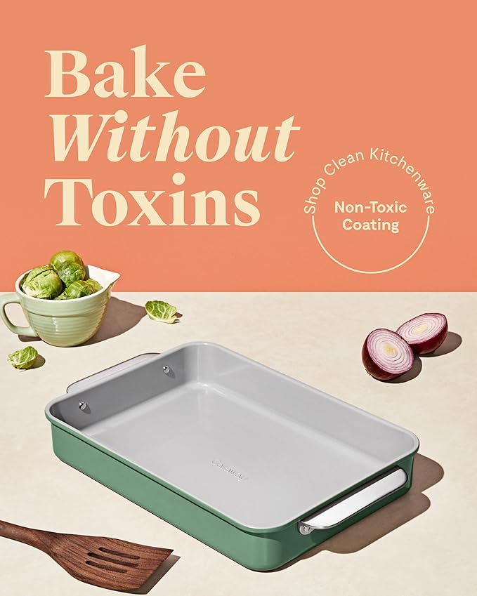 Caraway Non-Stick Ceramic 9”x13” Rectangle Pan Duo - Naturally Slick Ceramic Coating - Non-Toxic, PTFE & PFOA Free - Perfect for Brownies, Lasagnas, and More - Navy