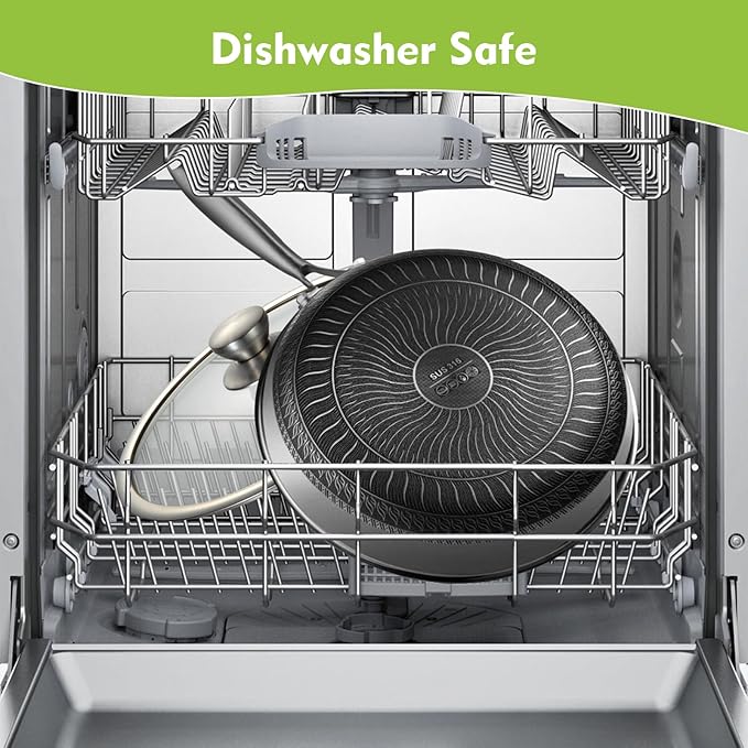 Nonstick Stainless Steel Frying Pan, 8 Inch Hybrid Frying Pan with Lid, Dishwasher and Oven Safe, PFOA Free, Home Use for All Stoves