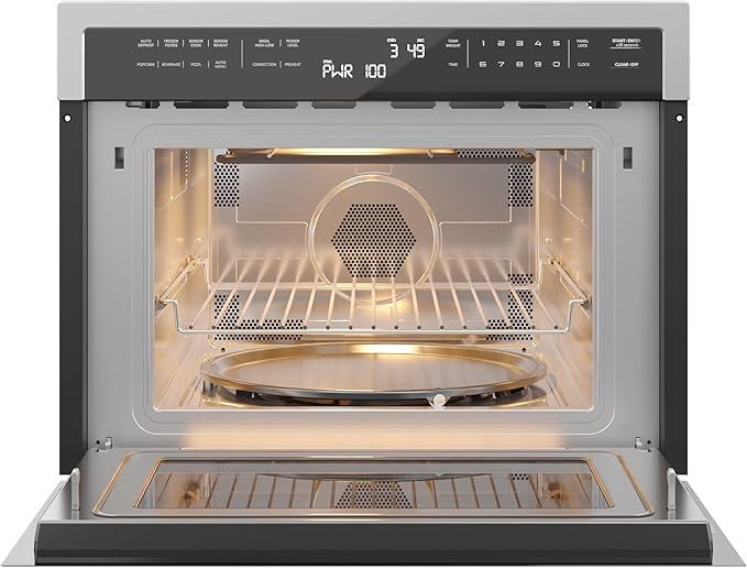 KoolMore 24 Inch Built-in Convection Oven and Microwave Combination with Broil, Soft Close Door, 1000 Watt Power, Stainless Steel Finish, Touch Control LCD Display (KM-CWO24-SS)