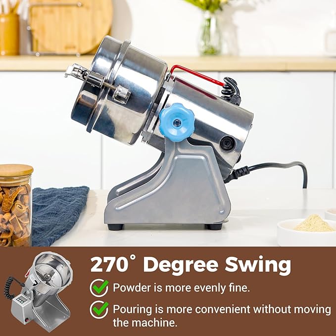Grain Mill 500g Commercial Spice Grinders Electric 1500W Stainless Steel Pulverizer Dry Grinder for Grinding Wheat, Oats, Corn, Pepper, and Coffee Beans – Grinder for Kitchen.