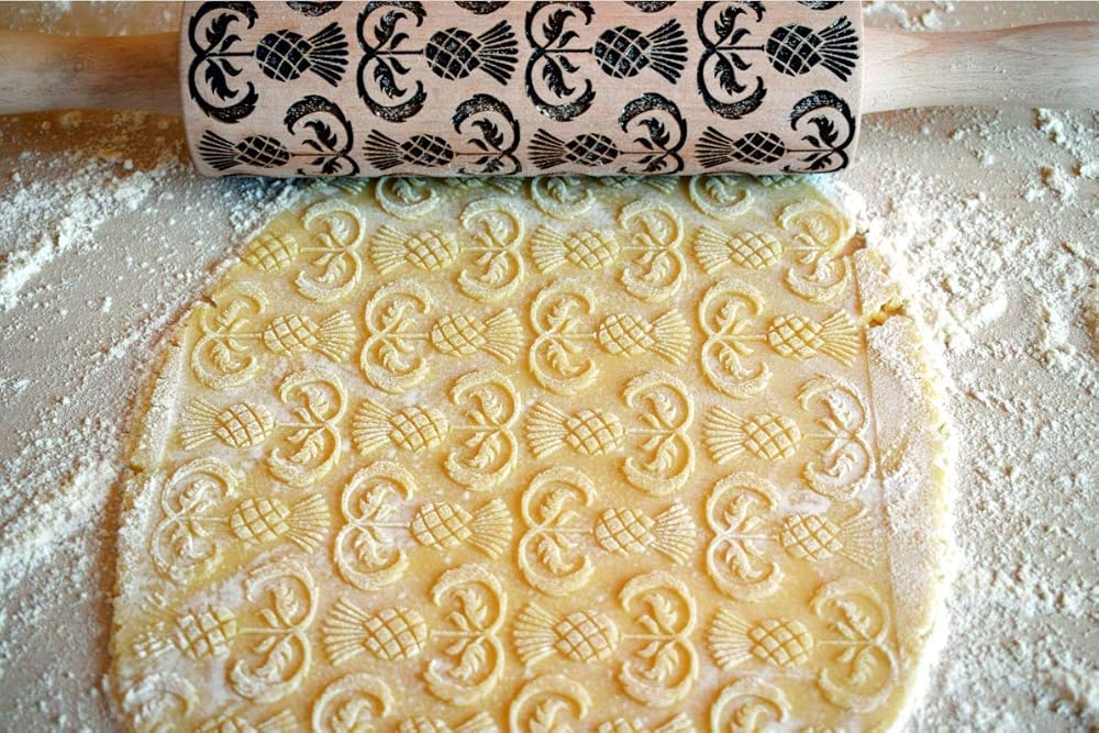 THISTLES Embossing Rolling Pin Laser engraved rolling pin with Thistle flowers Gift for mother friend