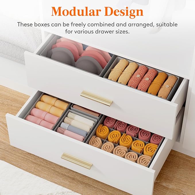 Lifewit Underwear Drawer Organizer for Closet 12 Pack, 3 Sizes Dresser Organizer Dividers, Deep Fabric Foldable Drawer Storage Organizer Bins for Clothes, Sock, Bra, Lingerie, Undies