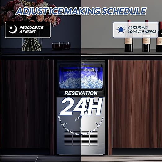 Ice Maker Machine Commercial, 110LBS/24H with 35LBS Storage Bin, 15" Wide Built-in Undercounter/Freestanding Ice Maker Machine for Home Bar Outdoor, 40PCS Ice Cubes Ice Machine, Self Cleaning