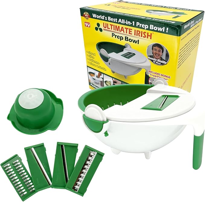 Prep Bowl – Ronnie Neville’s Original As Seen on TV Rinsing Bowl & Multi-Use Kitchen Tool to Shred, Slice, and Rinse, Vegetable & Salad Bowl