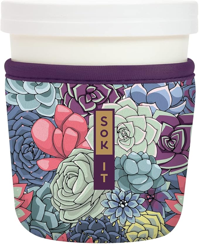Sok It IceCreamSok Insulated Neoprene Cover (Succulents, Tapered Ice Cream Pints)