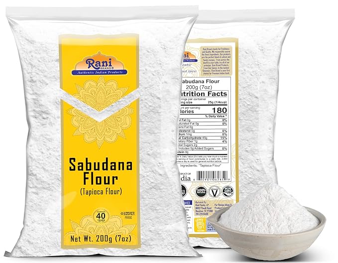 Rani Sabudana Flour (Tapioca/Sago Flour) 7oz (200g) ~ All Natural | Vegan | Gluten Friendly | NON-GMO | Kosher | Indian Origin