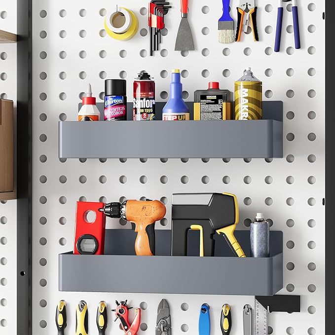 Magnetic Spice Rack for Refrigerator, Kitchen Organizer and Storage Shelf, Grey (4 Pack)…