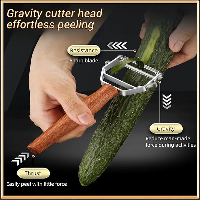 Vegetable Peeler, Stainless Steel Y-Shaped Blade with Wooden Handle, Multi-Purpose Kitchen Tool for Fruits and Vegetables, 6.3 Inches