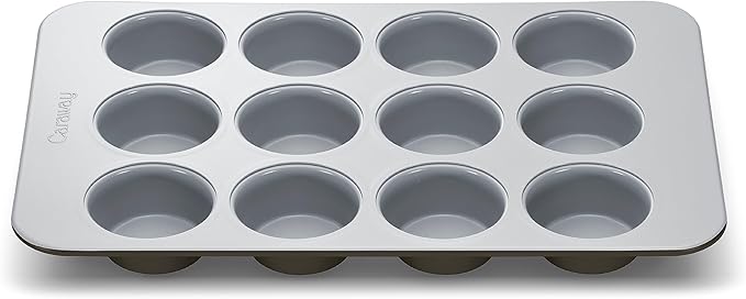 Caraway Non-Stick Ceramic 12-Cup Muffin Pan - Naturally Slick Ceramic Coating - Non-Toxic, PTFE & PFOA Free - Perfect for Cupcakes, Muffins, and More - Black