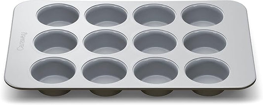 Caraway Non-Stick Ceramic 12-Cup Muffin Pan - Naturally Slick Ceramic Coating - Non-Toxic, PTFE & PFOA Free - Perfect for Cupcakes, Muffins, and More - Black