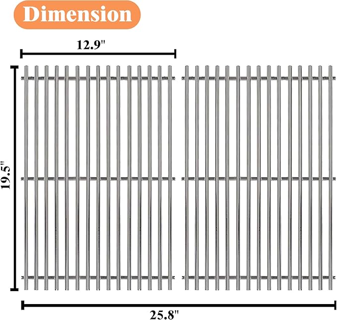 19.5" Stainless Steel Cooking Grates for Weber Genesis 300 Series, 19.5" Grill Grates Replacement Parts for Genesis E310 E320 E330 S310 S320 S330, Weber Genesis Grill Grates 7528/7524