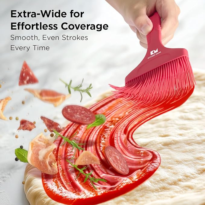 Kitchen Mama Platinum Silicone Extra Wide Pastry & Basting Brush Utensil Set – Heat Resistant, Dishwasher Safe, BBQ Grilling, Cooking, Baking, Perfect For Outdoor, and Butter, Egg Wash, Oil and Sauce