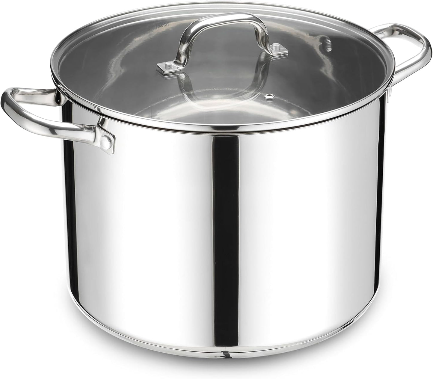 Stainless Steel Large Stock Pot, LIANYU 16 QT Heavy Duty Stockpot with Glass Lid, Deep Classic Soup Pot for Cooking Stewing Simmering, Thick Tri-ply Base & Stay-Cool Handle, Dishwasher Safe Cookware