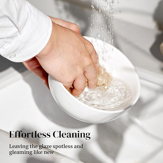 DOWAN 22 OZ White Ceramic Bowls Set of 4 - Perfect for Soup Bowls for Kitchen, Cereal Bowl, Ramen Bowl, Microwave Safe for Oatmeal, Fruit,Salad and Rice Bowl - Dishwasher & Microwave Safe