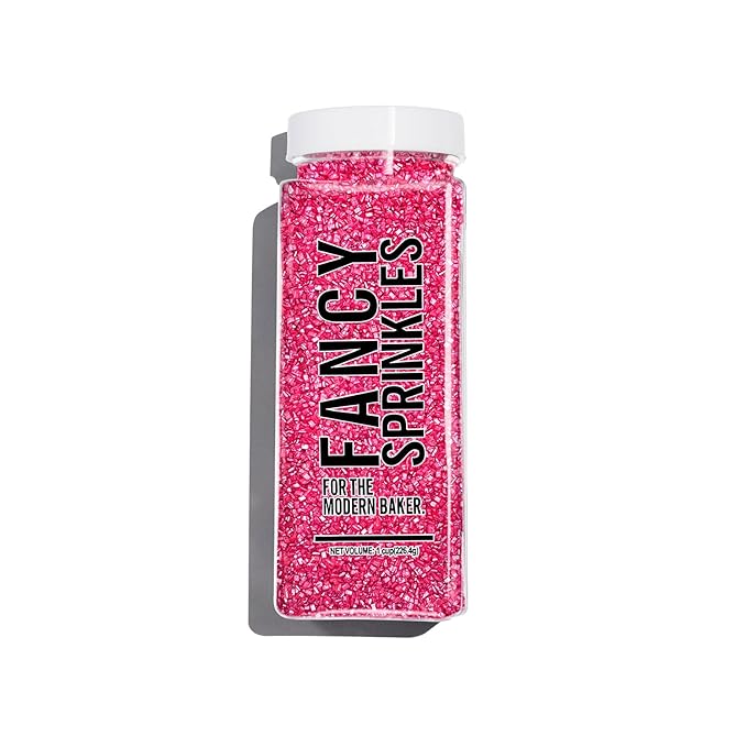 Fancy Sprinkles Tourmaline Pink Fancy Sugar Pearlescent, Sparkly Sugar Crystals (8 OZ)