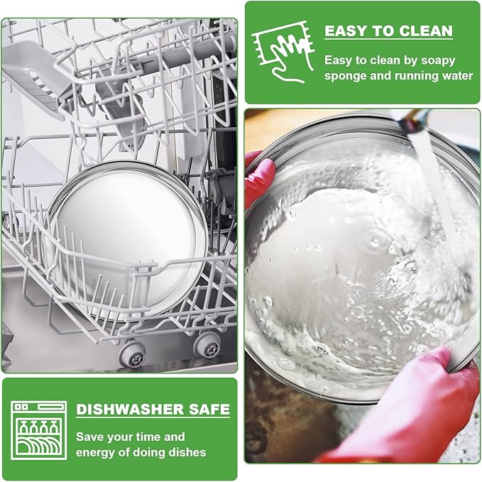 P&P CHEF 10 Inch Pizza Pan, Stainless Steel Round Pizza Tray Baking Pans, Pizzas Plate Serving Tray for Cookie Meat, Oven & Dishwasher Safe & Easy Cleaning, (Mirror Finish) - 8 Pieces