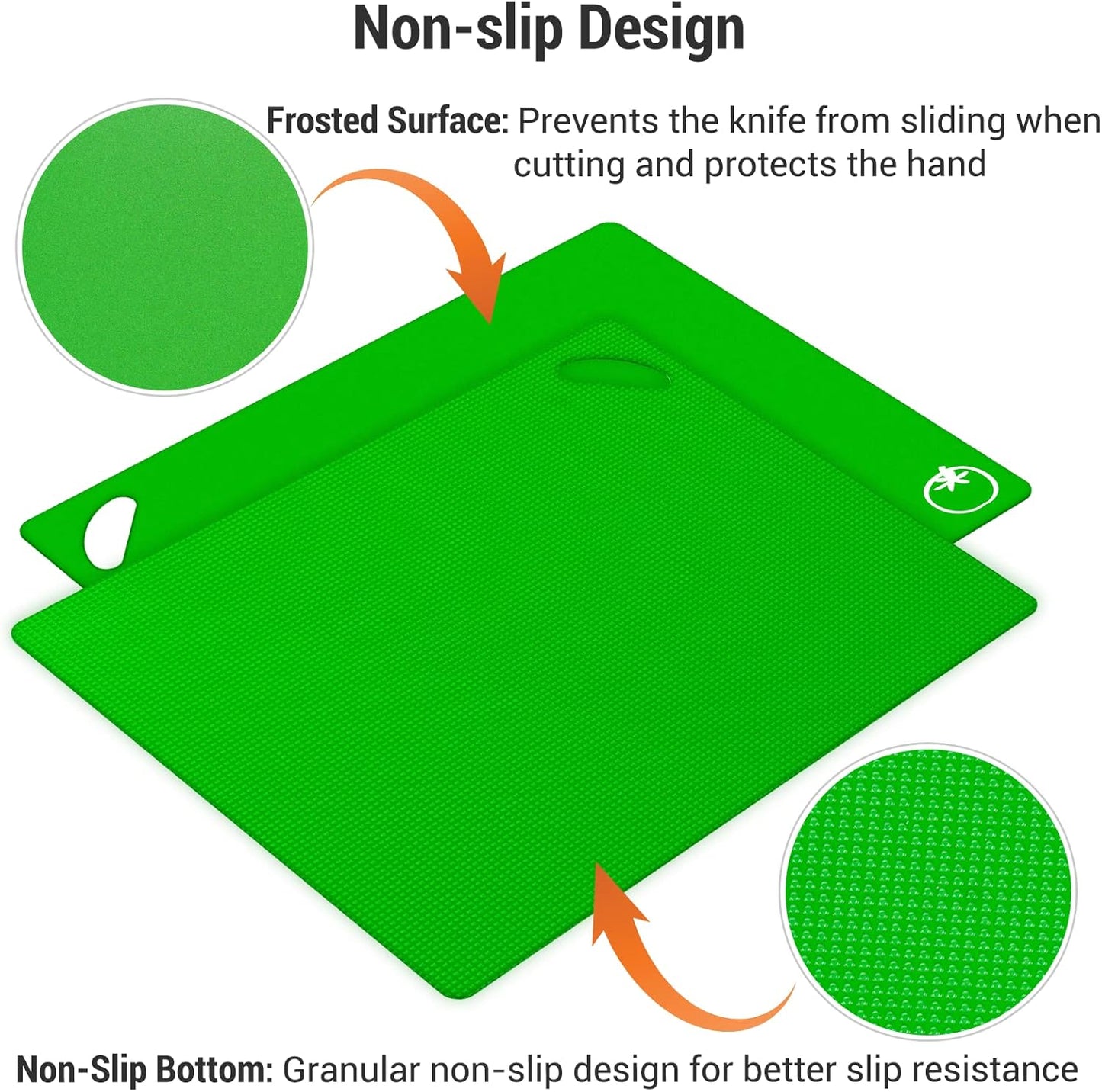 Cutting Board Mats Set, Extra Thick Flexible Plastic Kitchen Chopping Board, Colored Mats with Food Icons & Easy-Grip Handles, Dishwasher Safe, Set of 6