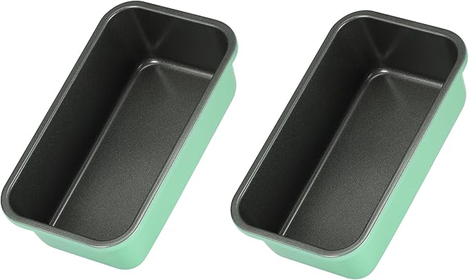 Monfish Bread Loaf Pans for Home Baking, 2pcs Carbon Steel 1lb loaf Tin, Rosemary Green 9x5 inch Non-Stick bread Pan Mold