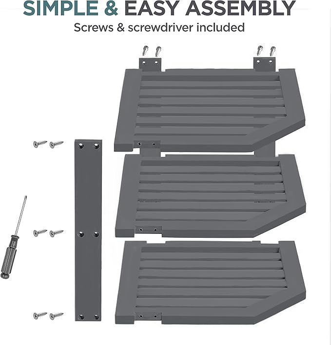 Cabinet Organizer Shelf - Bamboo Corner Rack for Kitchen Counter, Cabinet Space Saver for Plates, Dishes, Bowls, Bread Pantry, Bathroom Storage or Countertop Stand, Grey