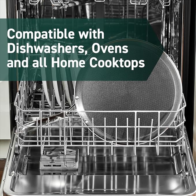 HexClad Hybrid Nonstick 12-Inch Griddle Pan, Stay-Cool Handle, Dishwasher-Friendly, Oven-Safe Up to 900°F, Induction Ready, Compatible with All Cooktops