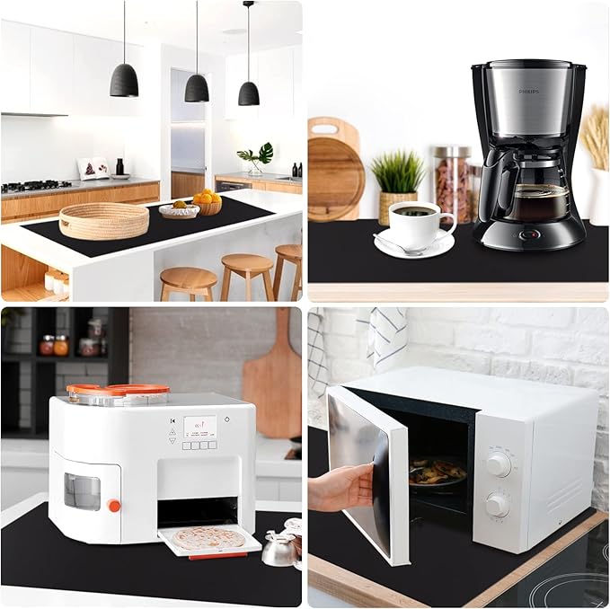 Silicone Mats for Kitchen Counter, Nonslip Silicone Mats for Crafts Countertop Protector Heat Resistant Mat (78.7” x 24” x 0.08”, Black)